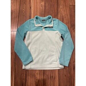 VTG Columbia Youth L Mountain Side Fleece Pullover Long Sleeve Snap Blue White